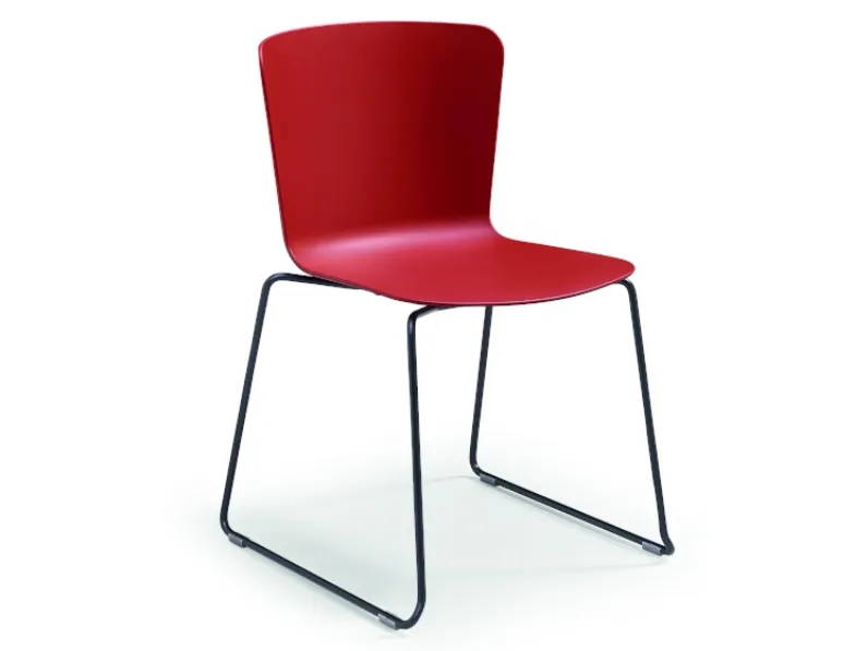 Sedia impilabile con base a slitta in metallo e sedile in polipropilene Calla S M_T PP di Midj