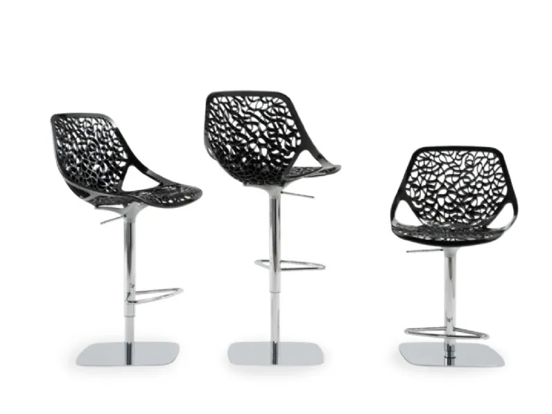 Sgabello Caprice con scocca in Nylon Nero lucido con struttura girevole e regolabile in altezza di Casprini