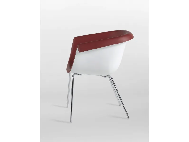 Sedia Collier in poliuretano morbido bicolore con gambe in tubolare di acciaio cromato di Casprini