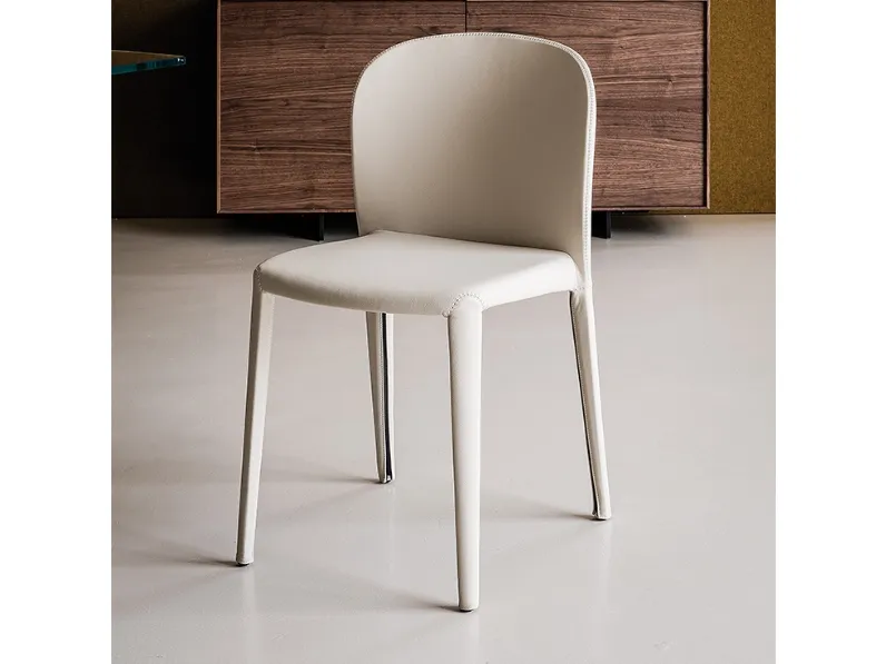 Sedia in acciaio rivestita in pelle Daisy di Cattelan Italia