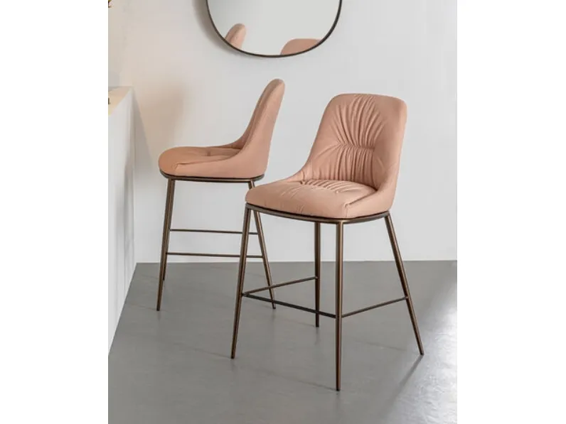Sgabello Chic in pelle nabuk di Riflessi