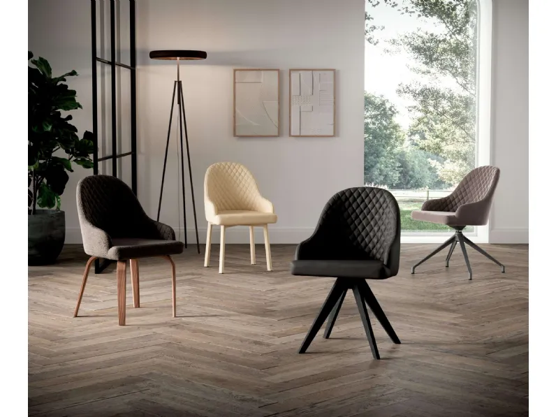 Sedia Demetra in pelle o tessuto di Ozzio