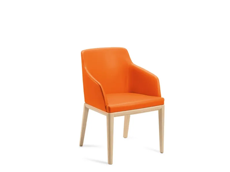 Sedia Dena in ecopelle con gambe in Frassino di  Julia Arredo Cuoio