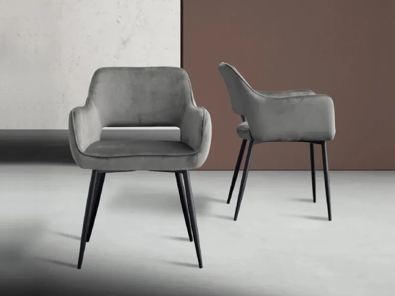 Sedia Road in tessuto imbottito e base in ferro di Devina Nais