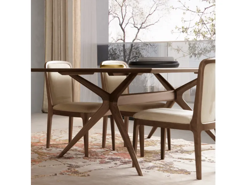 Sedia in velluto imbottito e legno Domino di Modesign