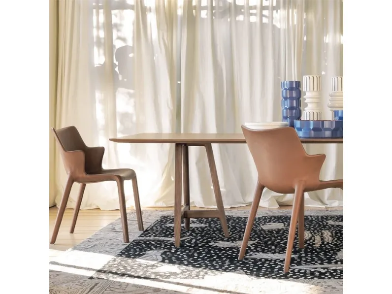 Sedia rivestita in pelle Lou Eat di Driade