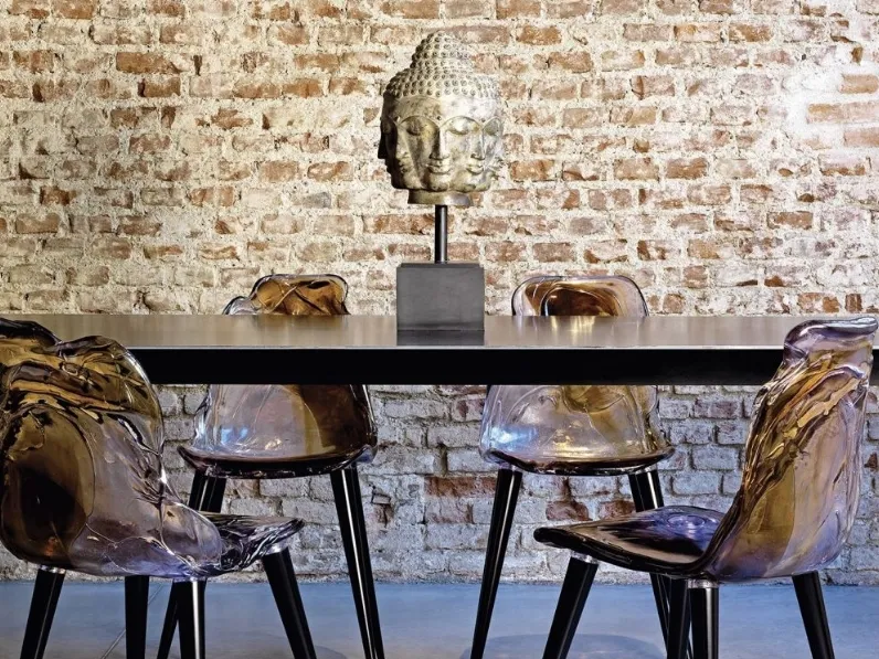 Sedia di design in policarbonato con sfumature ambrate Gilda B di Edra