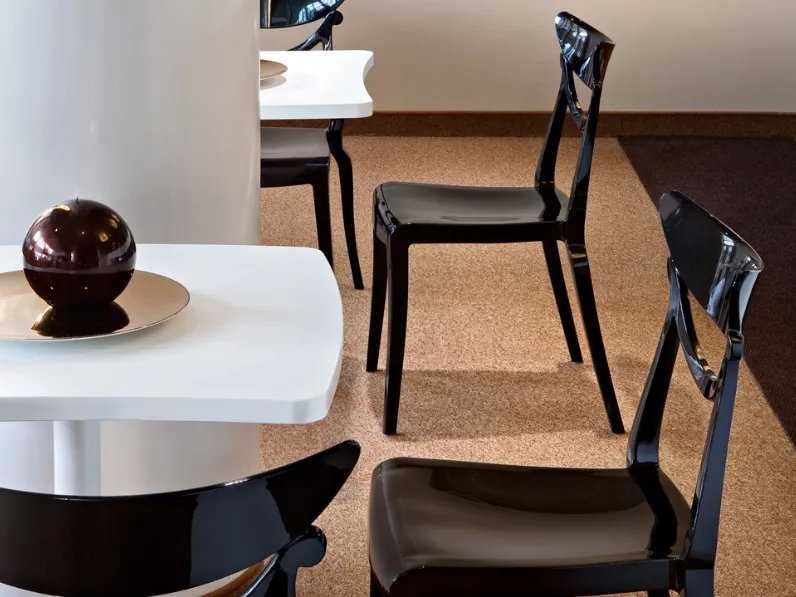Sedia da pranzo in nylon lucido nero Alesi di Elementi