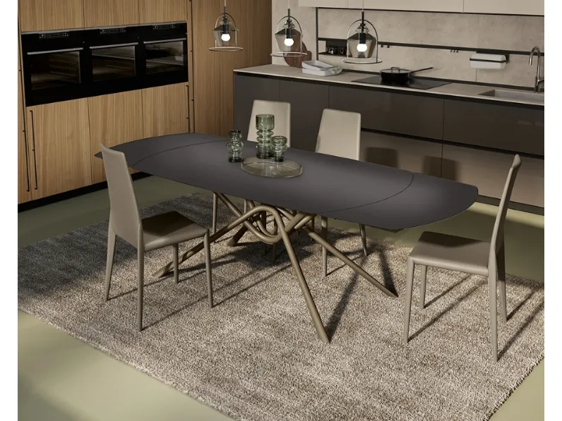 Sedia Elle completamente rivestita in pelle di Febal Casa