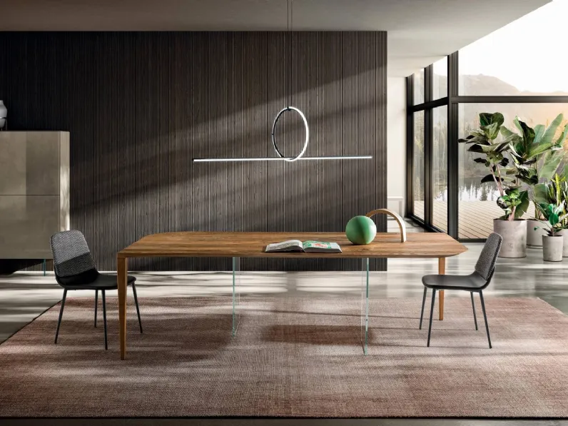 Sedia in tessuto ed ecopelle Ermes 2534 di Lago