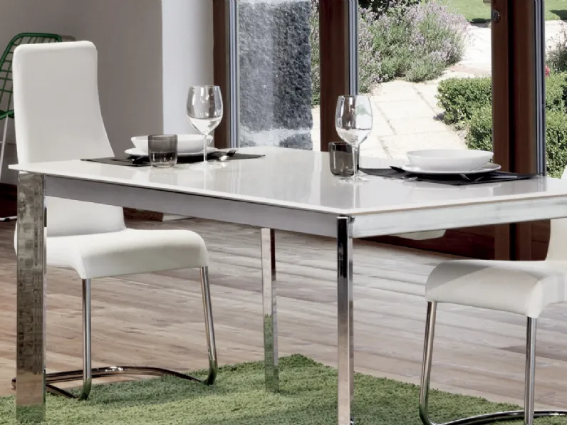 Sedia in vera pelle con struttura in acciaio Gala di Ambiance Italia