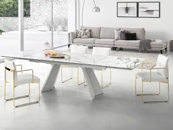 Tavolino da salotto Abrey Calligaris con piano ceramica marmo bianco