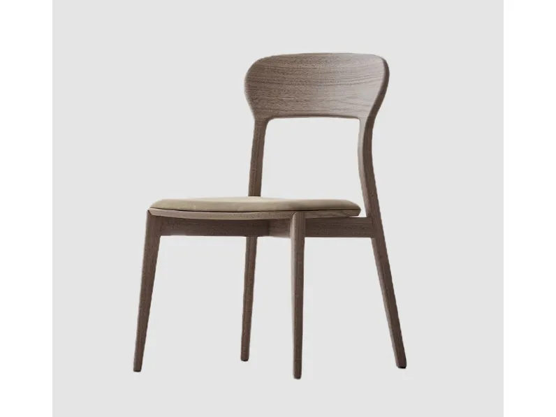 Sedia Greta in legno con seduta imbottita di Fasolin