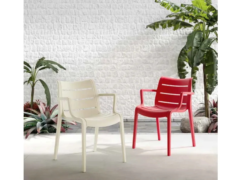 Sedia impilabile Grotta in tecnopolimero rinforzato con fibra di vetro di Eurosedia