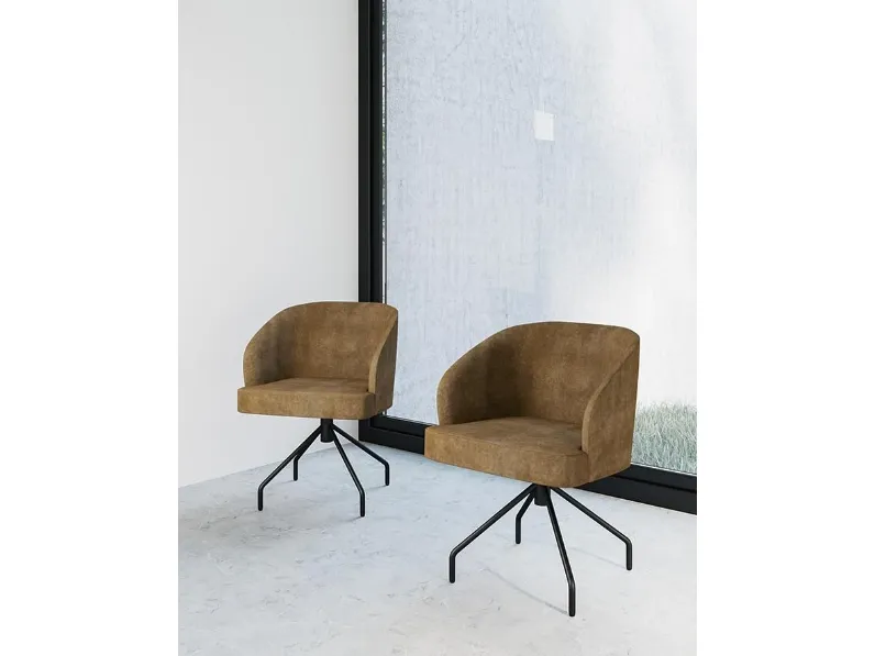 Sedia con braccioli Onda in pelle con base in metallo di Imperial Line