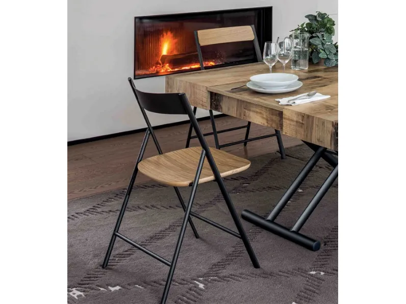 Sedia pieghevole Jolie in metallo con seduta in legno di Altacom