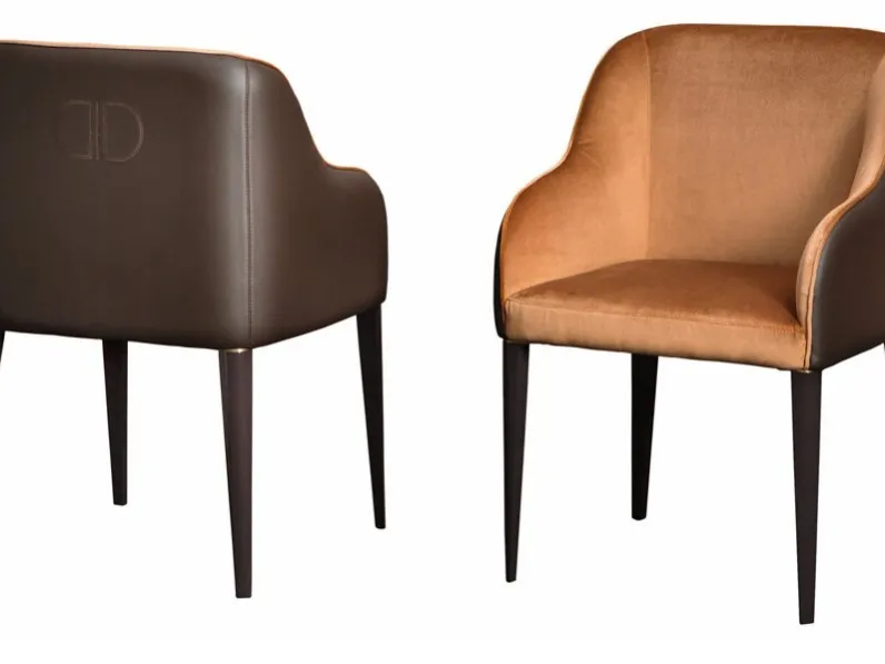 Sedia Julia in tessuto con schienale in pelle di Daytona Home