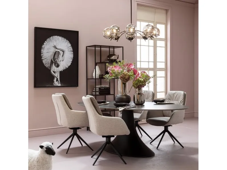 Sedia Amira in pelle e tessuto di Kare Design