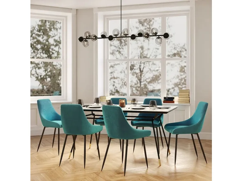 Sedia East Side in tessuto Blu Petrolio di Kare Design