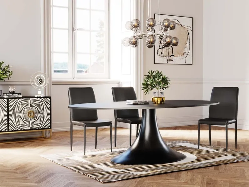 Sedia in cuoio nero Milano di Kare Design
