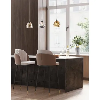 Sgabello Hojas in tessuto e pelle di Kare Design