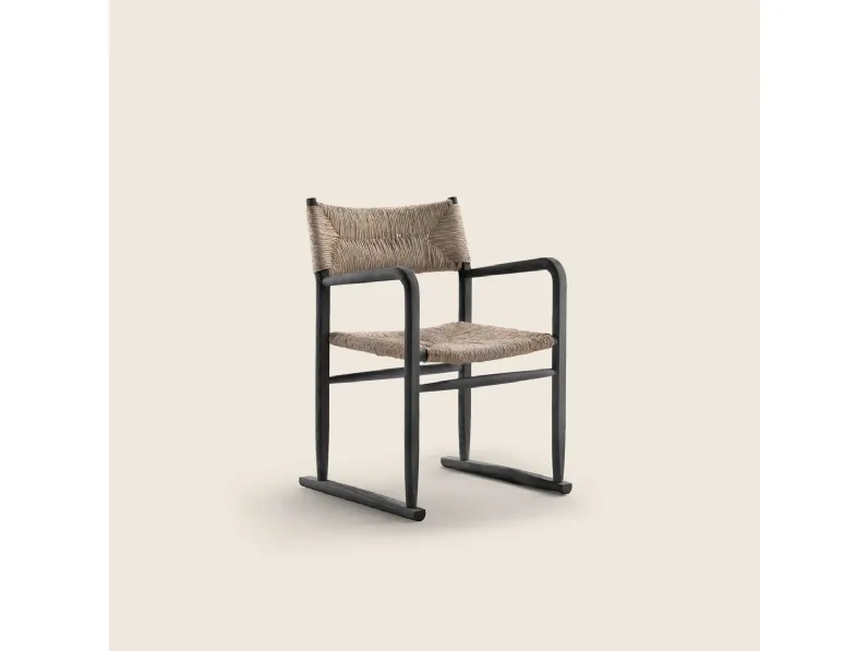 Sedia Kim in paglia e legno di Flexform