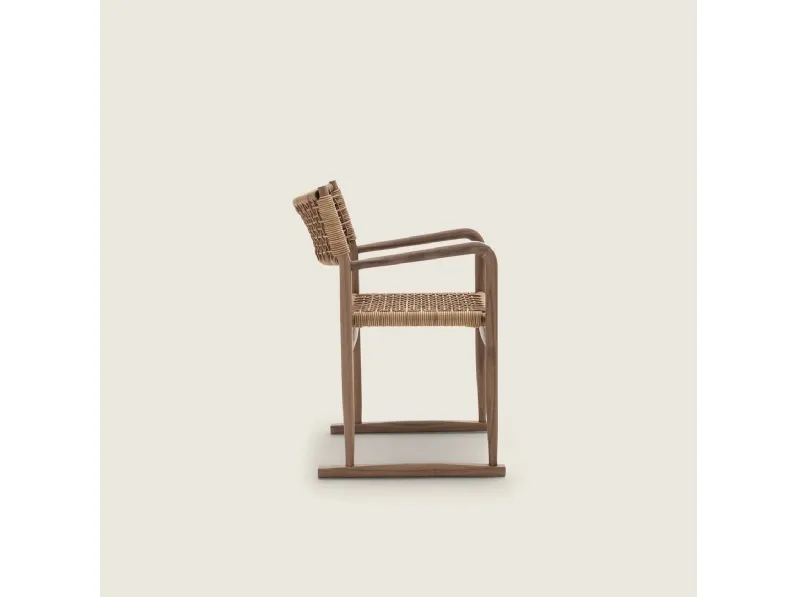 Sedia Kim SH Cord in cuoio e legno di Flexform