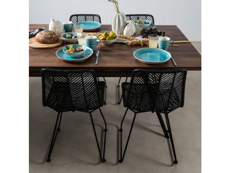 Sedia Ko Lanta in Rattan nero e metallo di Kare Design