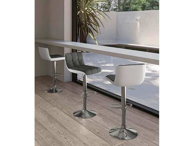 Sgabello regolabile Kurt in ecopelle di Stones