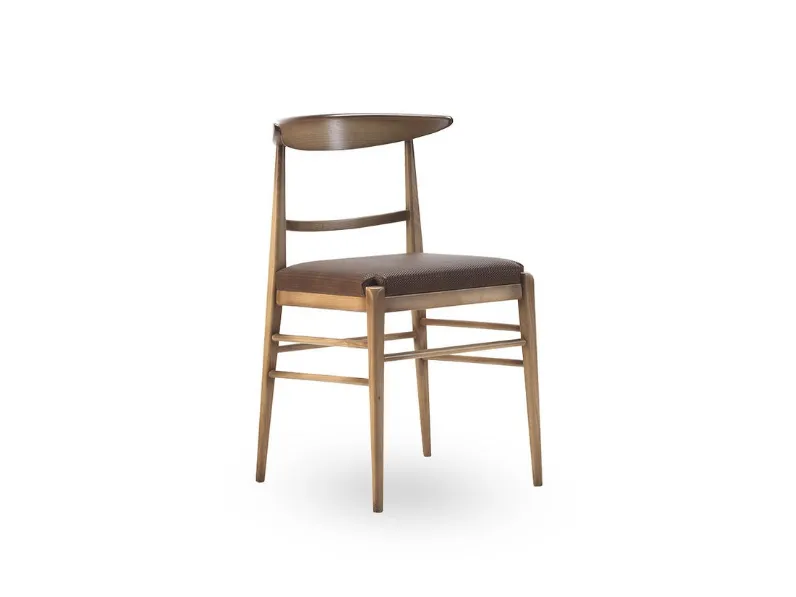 Sedia Laura in legno con seduta imbottita di Fasolin