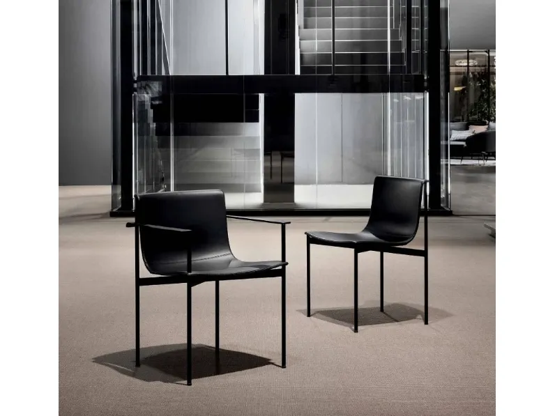 Sedia in pelle Ombra di Lema