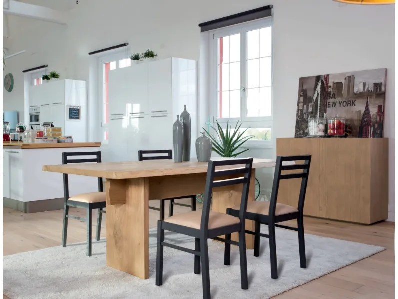 Sedia in faggio laccato nero LF237 di Zanini Mobili