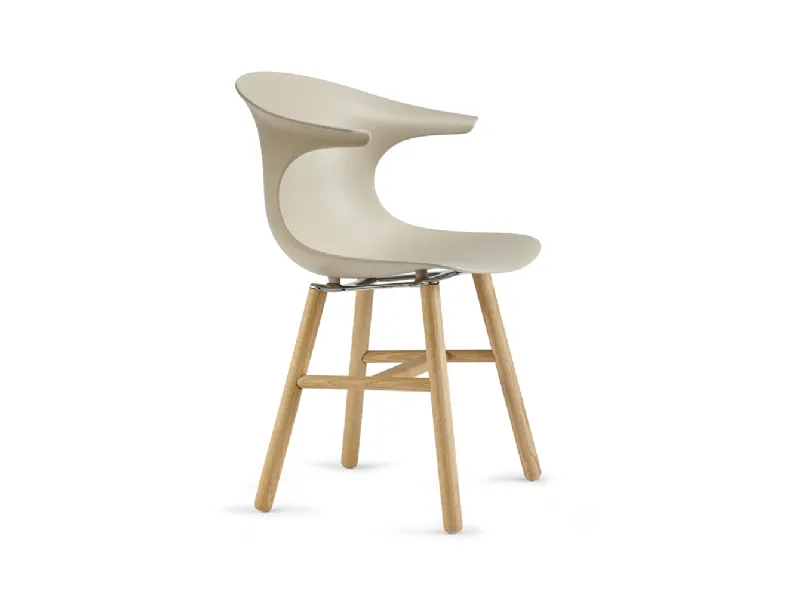 Sedia Loop Mono Retro con scocca in polipropilene e gambe in Rovere Naturale di Infiniti