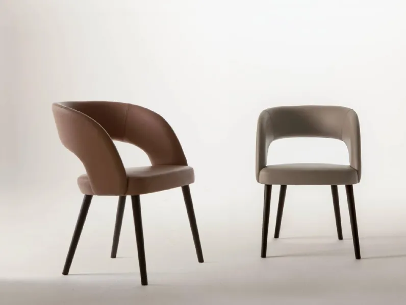 Sedia rivestita in pelle LV 102 di Laura Meroni