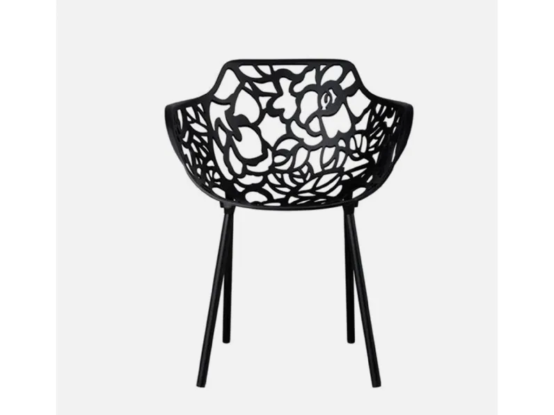 Sedia Magnolia in alluminio laccato nero di Sigerico