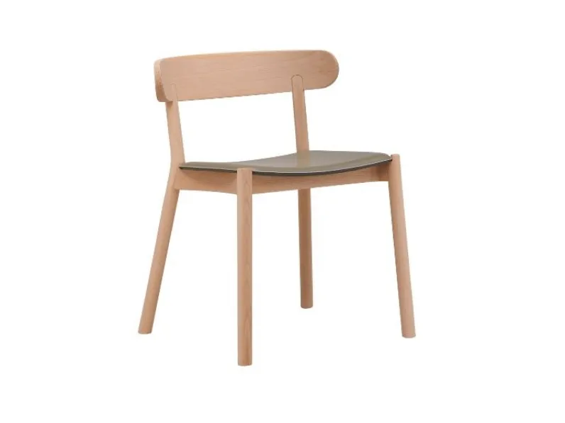 Sedia Montera in legno con seduta in cuoio di Midj
