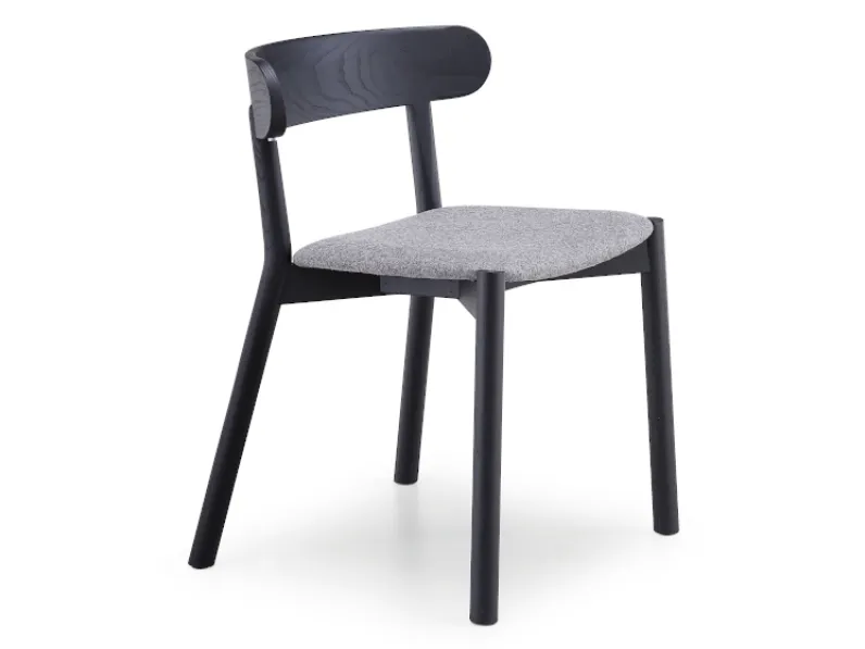 Sedia Montera in legno con seduta in tessuto di Midj