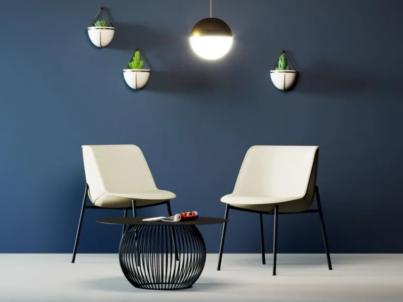 Sedia in pelle con gambe in acciaio Moon di Domitalia