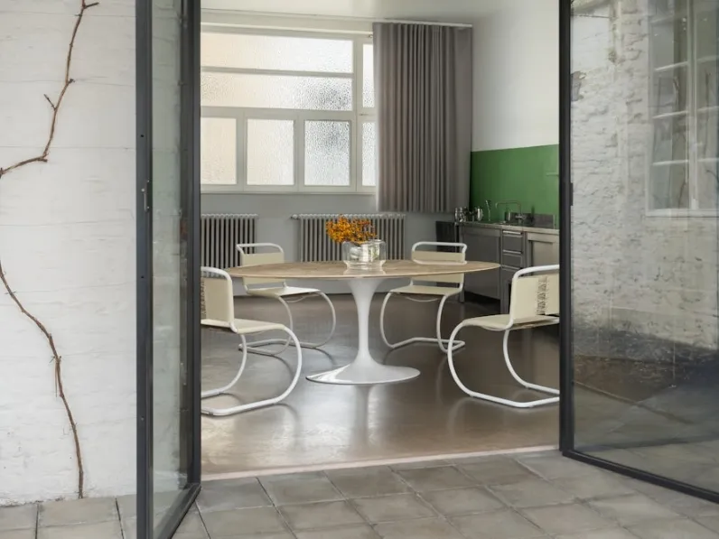 Sedia MR Side Chair in pelle di Knoll