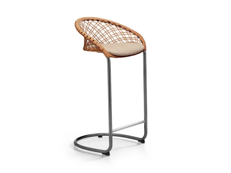 Sgabello in cuoio intrecciato P47 di Midj