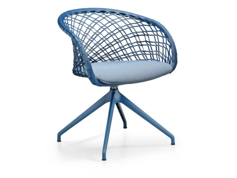 Sedia P47 in cuoio intrecciato di Midj