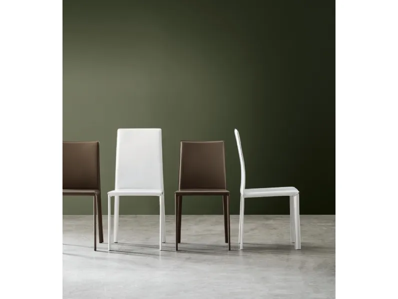 Sedia Paola in cuoio rigenerato di Maronese