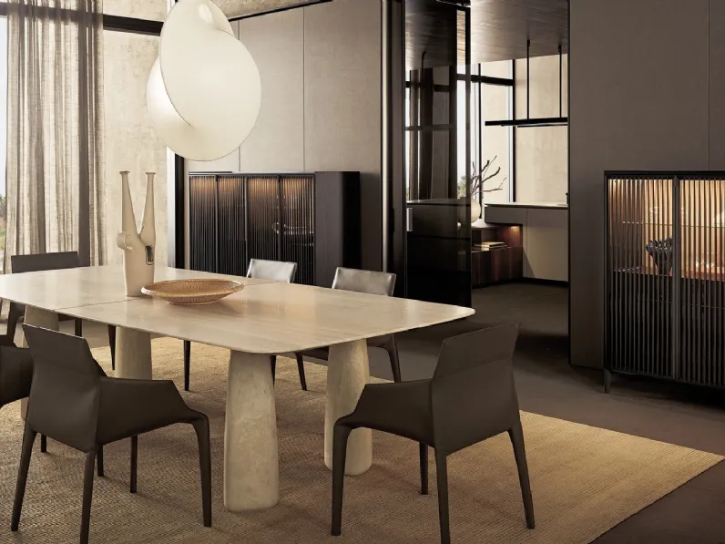 Sedia rivestita in cuoio Seattle di Poliform