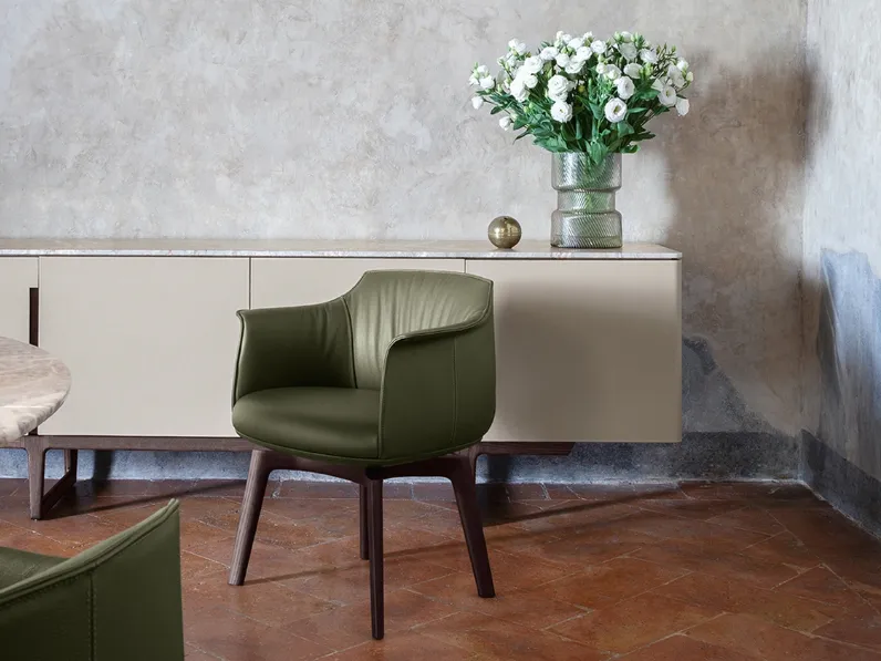 Sedia con braccioli Archibald di Poltrona Frau