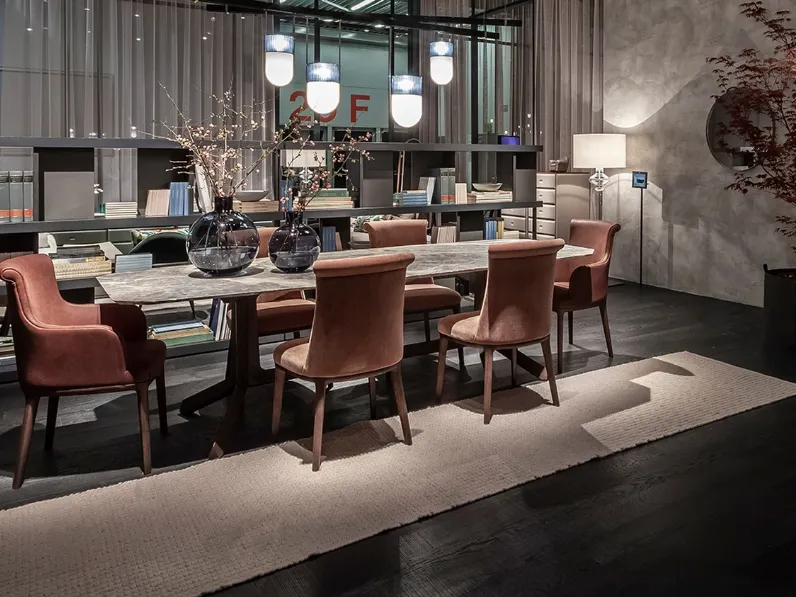 Sedia con o senza braccioli Diva in pelle o tessuto di Poltrona Frau