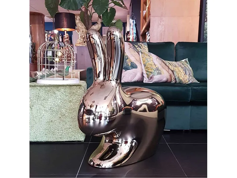 Sedia Rabbit Metal in plastica metallizzata di Qeeboo