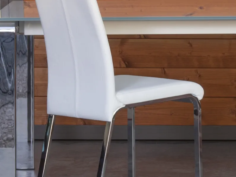 Sedia in vera pelle con struttura in acciaio Regina di Ambiance Italia