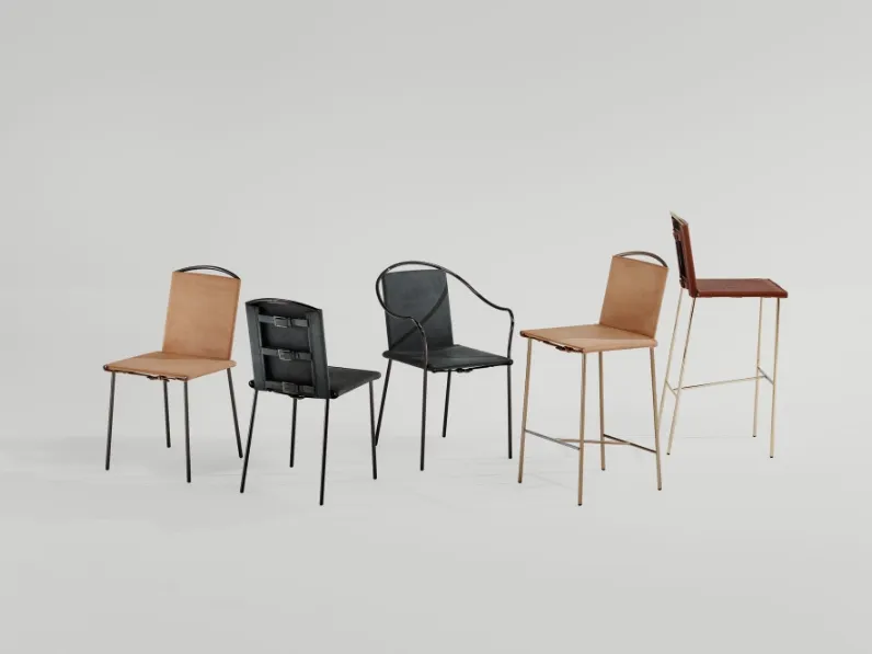 Sedia Rem in cuoio di Midj