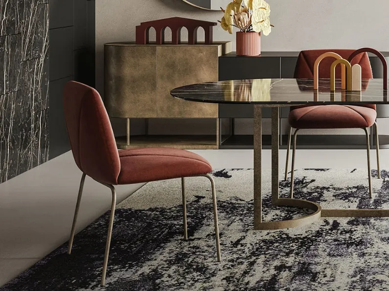 Sedia Mantra in velluto con gambe in metallo di Ronda Design