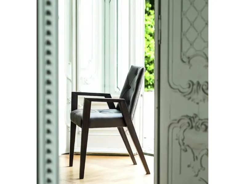 Sedia Royal 1622 in pelle e legno di Bross Italia